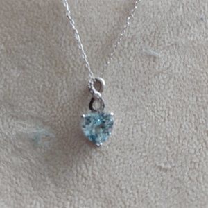 Sterling Silver Necklace with Blue Topaz heart shape pendant